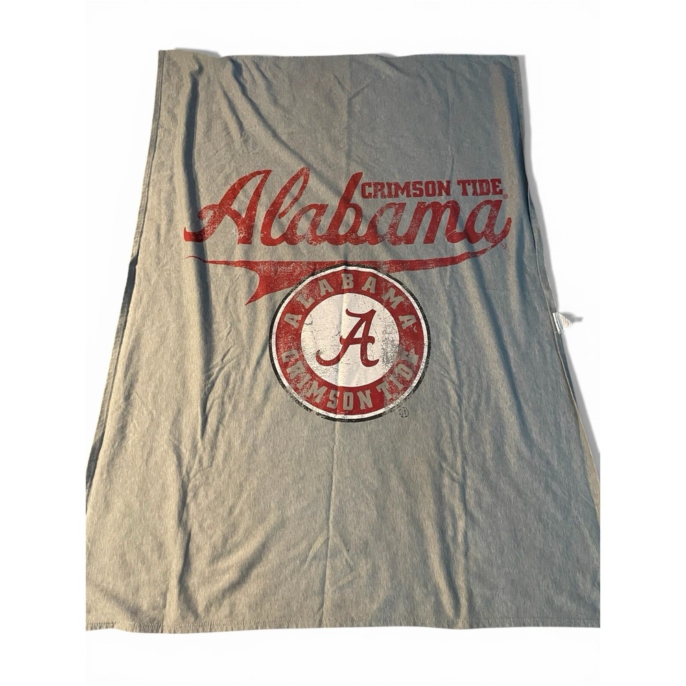 Vtg Alabama Crimson Tide 45 X 60 Plush Throw Blanket Gray/ Red